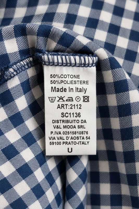 Sukienka damska granatowa w kratkę Vichy długa zwiewna letnia kokarda Uni