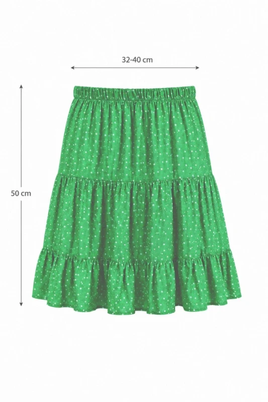 Spódnica damska zielona w białe groszki falbany ONE SIZE