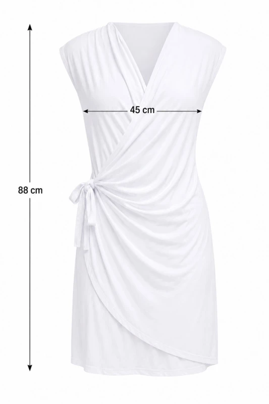 Sukienka damska biała kopertowa wiązana włoska elegancka One Size