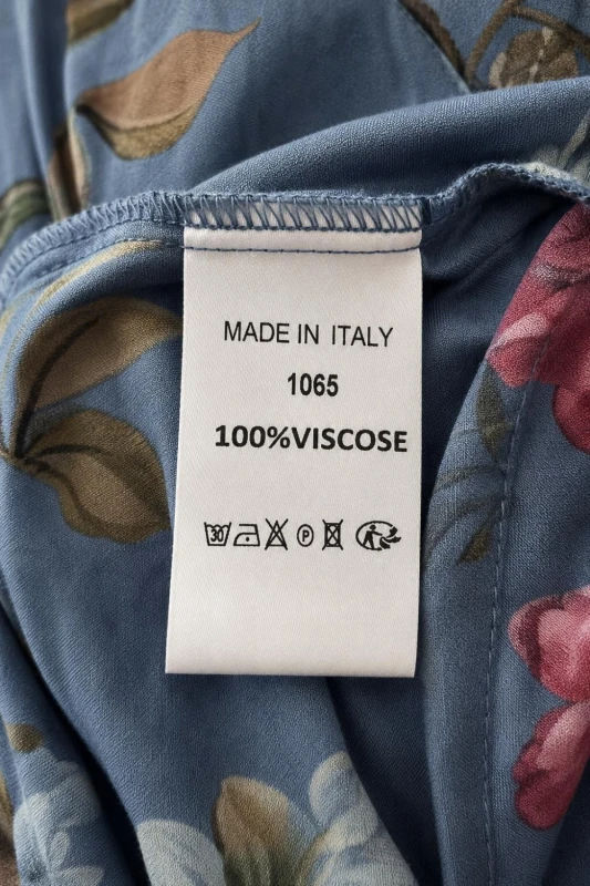 Sukienka damska boho w kwiaty niebieska wiskoza Made in Italy