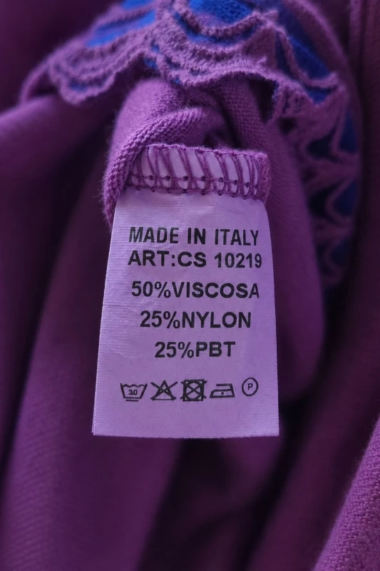 Sukienka damska fioletowa krótka OVERSIZE koronka cyrkonie dzianina Italy