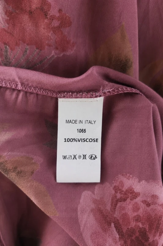 Sukienka damska boho w kwiaty brudny róż wiskoza Made in Italy