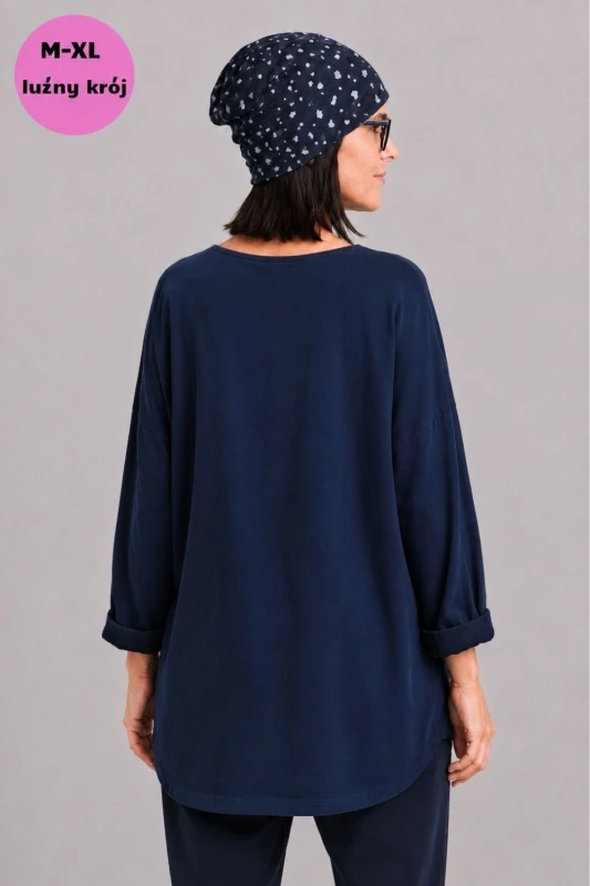 Bluzka tunika damska granat oversize bawełna gwiazda Made in Italy