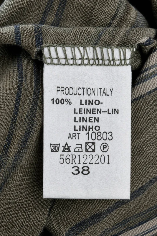 Sukienka damska boho w liście midi 100% len khaki guziki M