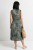 Sukienka damska boho w liście midi 100% len khaki guziki M