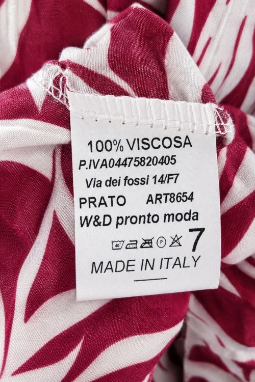 Sukienka damska hiszpanka bordo białe liście wiskoza Made in Italy