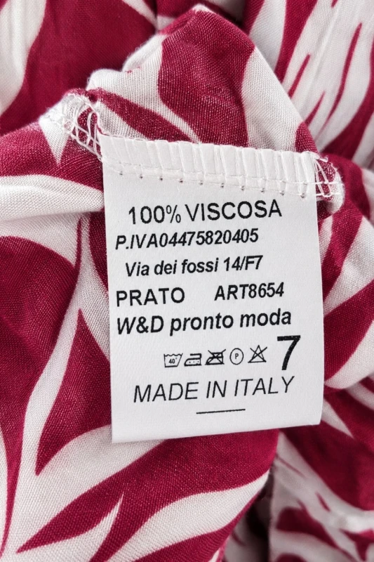 Sukienka damska hiszpanka bordo białe liście wiskoza Made in Italy