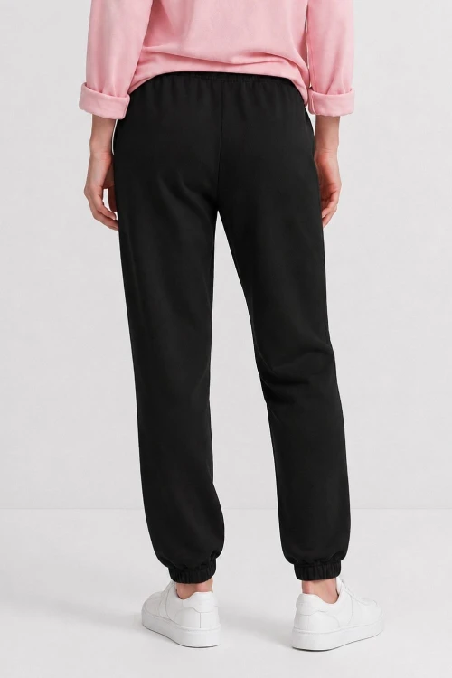 Spodnie damskie dresowe czarne joggery bawełna 85% M/L