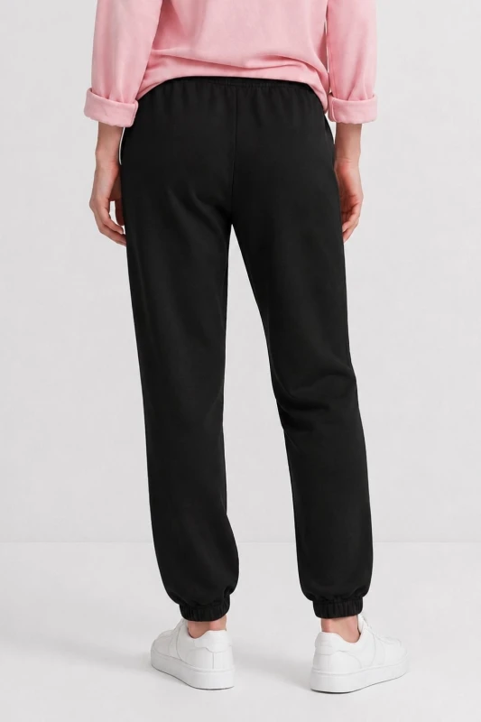 Spodnie damskie dresowe czarne joggery bawełna 85% M/L