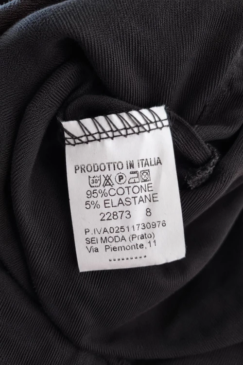 Sukienka damska czarna bawełniana dekolt V białe paski kieszenie Italy