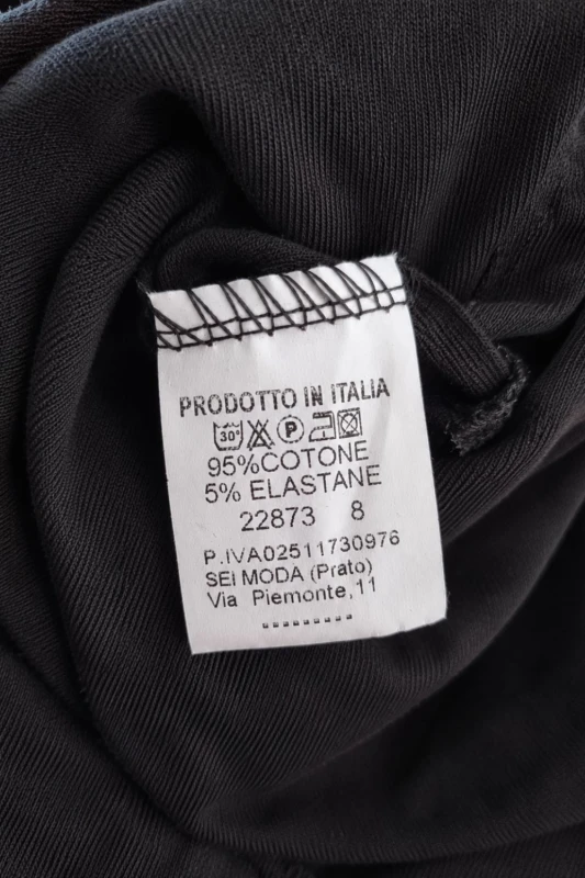 Sukienka damska czarna bawełniana dekolt V białe paski kieszenie Italy