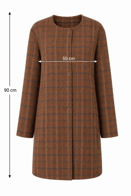 Płaszcz narzutka damska brązowa w kratę one size Made in Italy