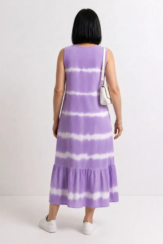Sukienka damska fioletowo-biała maxi bawełna one size Made in Italy