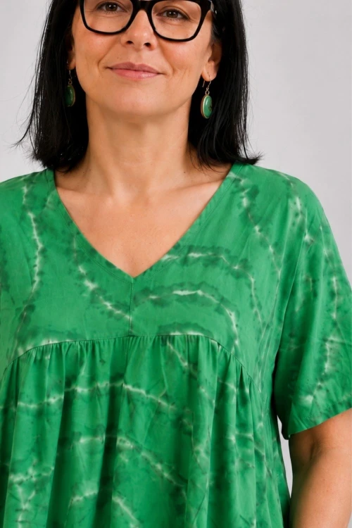 Bluzka damska zielona wiskoza oversize tie-dye Made in Italy