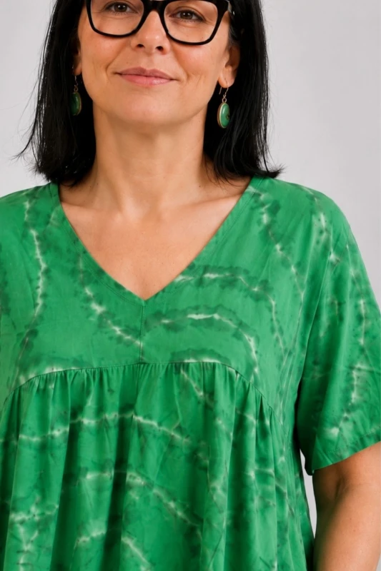 Bluzka damska zielona wiskoza oversize tie-dye Made in Italy