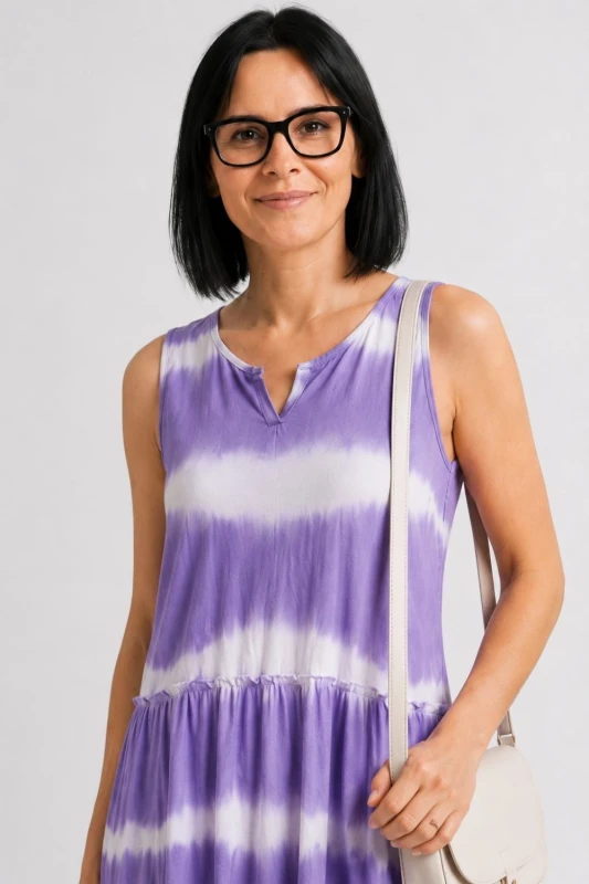 Sukienka damska tie-dye fioletowa bawełna 100% Made in Italy one size