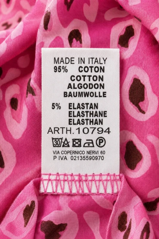 Tunika bluzka damska różowa z falbaną animal print OVERSIZE Italy