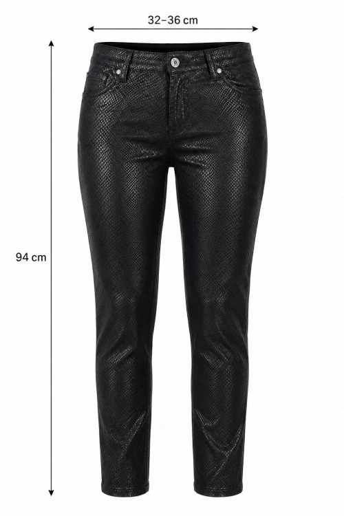 Spodnie damskie czarne eco skóra snake skinny S