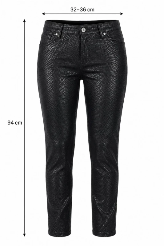 Spodnie damskie czarne eco skóra snake skinny S