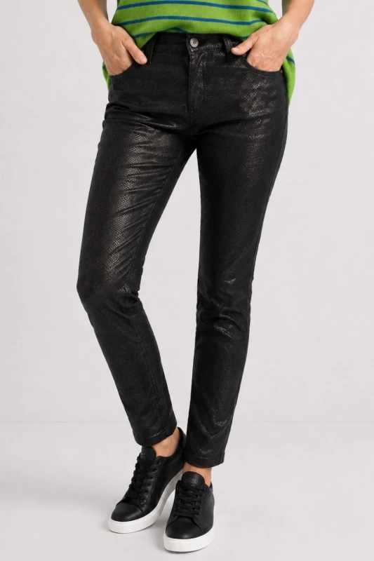 Spodnie damskie czarne eco skóra snake skinny S