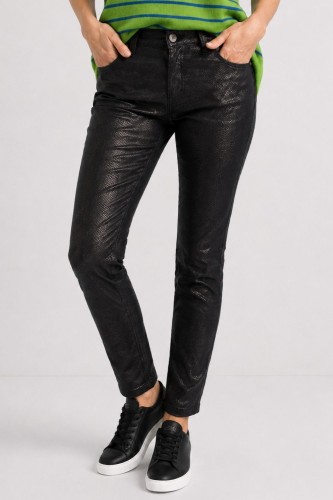 Spodnie damskie czarne eco skóra snake skinny XL