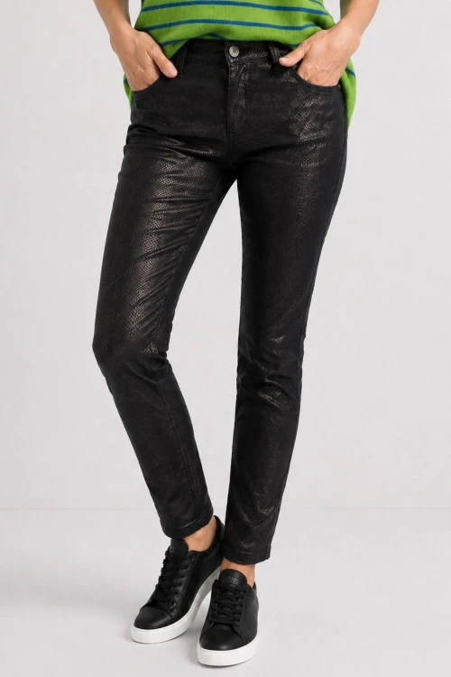 Spodnie damskie czarne eco skóra snake skinny XL