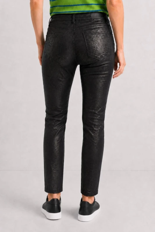 Spodnie damskie czarne eco skóra snake skinny XL