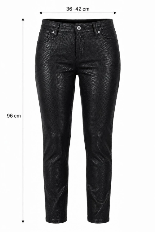 Spodnie damskie czarne eco skóra snake skinny XL