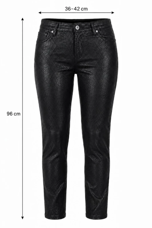Spodnie damskie czarne eco skóra snake skinny XL