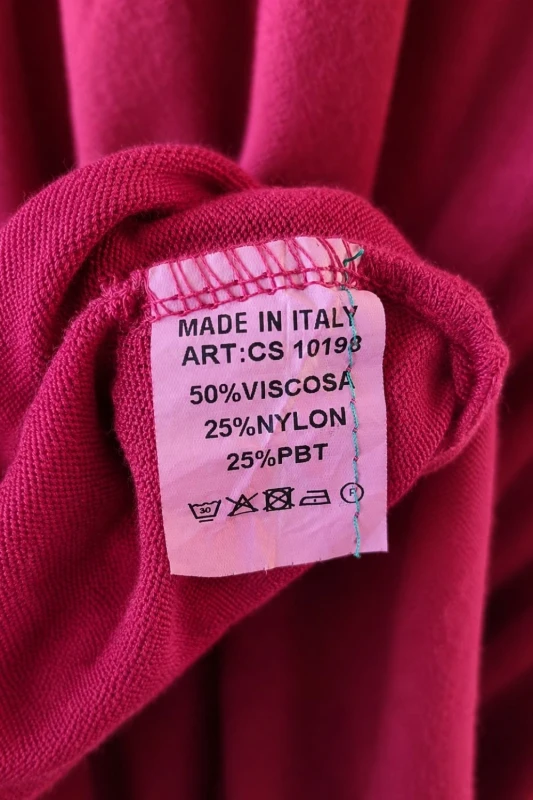 Sukienka tunika damska bordowa krótka OVERSIZE koronka dzianina Italy