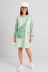 Sukienka tunika damska miętowa ombre z zamkami oversize XL