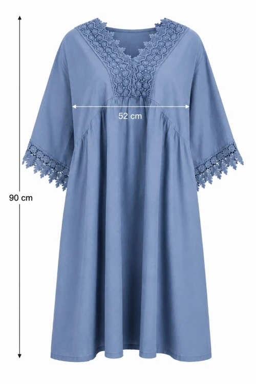 Sukienka damska oversize błękitna z koronką bawełna 42/44