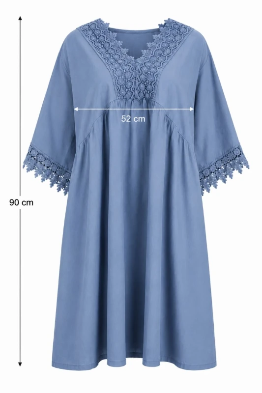 Sukienka damska oversize błękitna z koronką bawełna 42/44