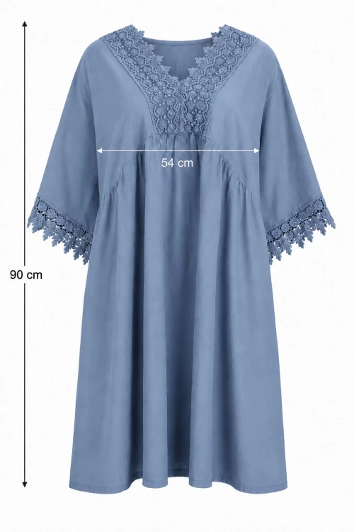 Sukienka damska oversize błękitna z koronką bawełna 46/48