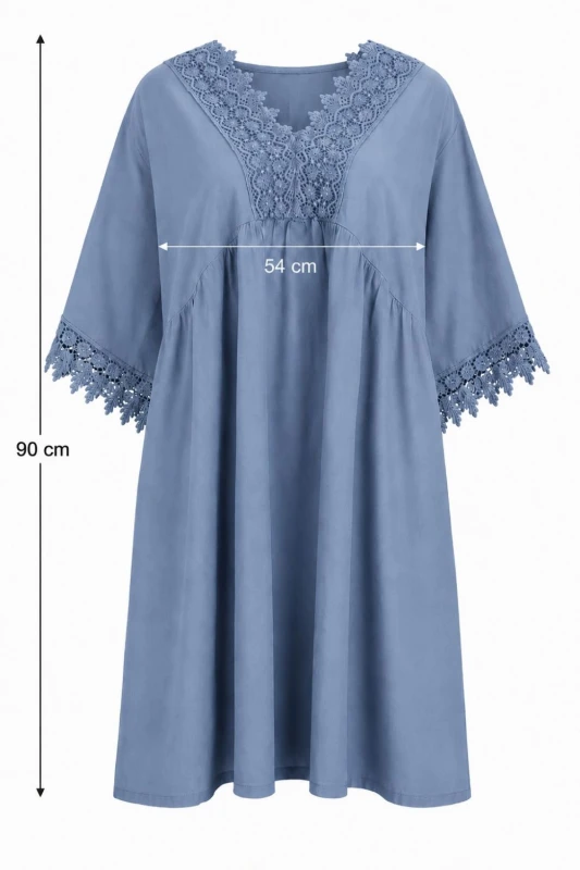Sukienka damska oversize błękitna z koronką bawełna 46/48