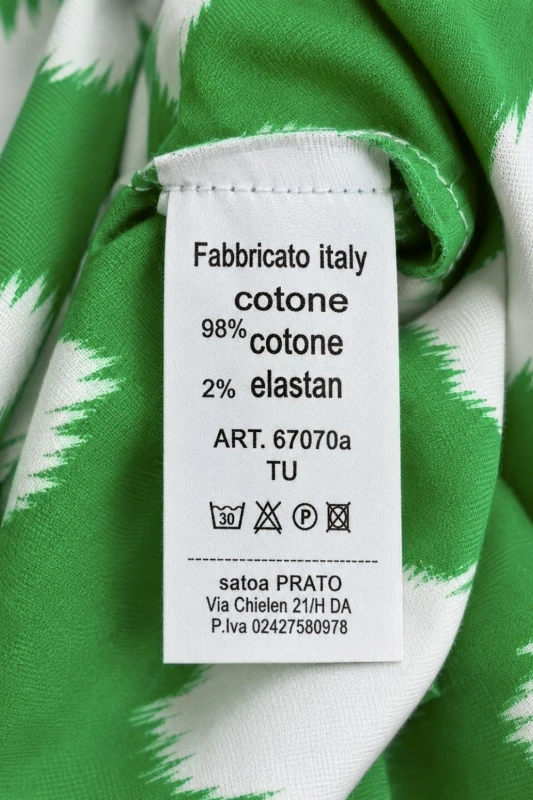 Sukienka damska zielona bawełna we wzory krótka luźny krój Italy
