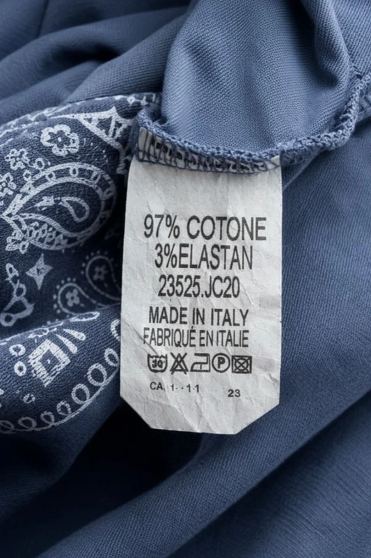 Sukienka damska długa bawełniana granatowa wzór bandana Made in Italy