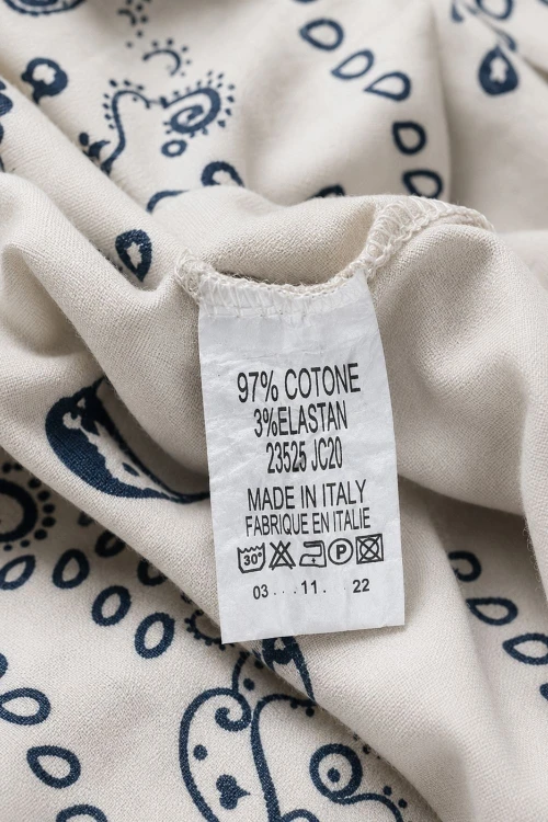 Sukienka damska długa bawełniana kremowa wzór bandana Made in Italy
