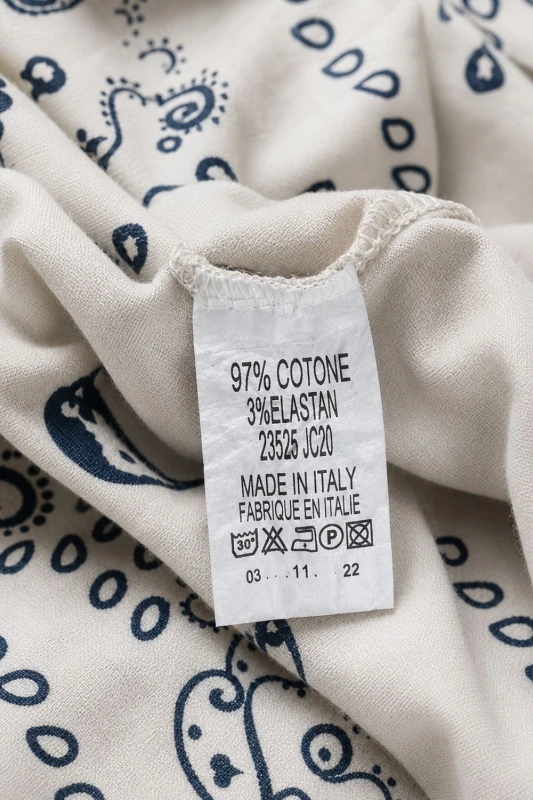 Sukienka damska długa bawełniana kremowa wzór bandana Made in Italy
