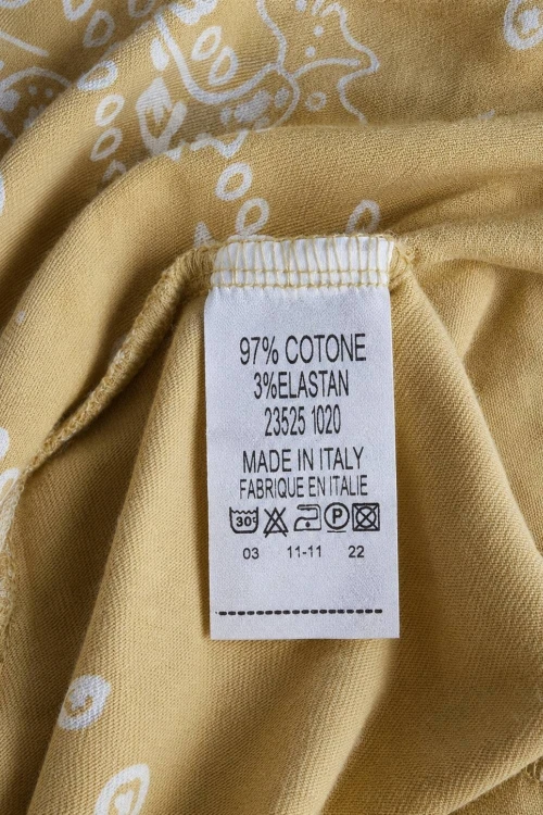 Sukienka damska długa bawełniana musztardowa wzór bandana Made in Italy
