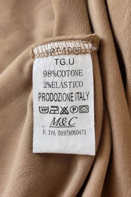 Bluzka damska beżowa asymetryczna z przeszyciami bawełna Italy