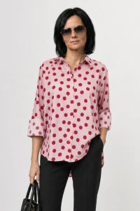 Bluzka koszula damska różowa w kropki elegancka Made in Italy 