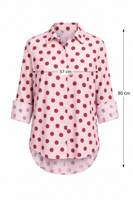 Bluzka koszula damska różowa w kropki elegancka Made in Italy