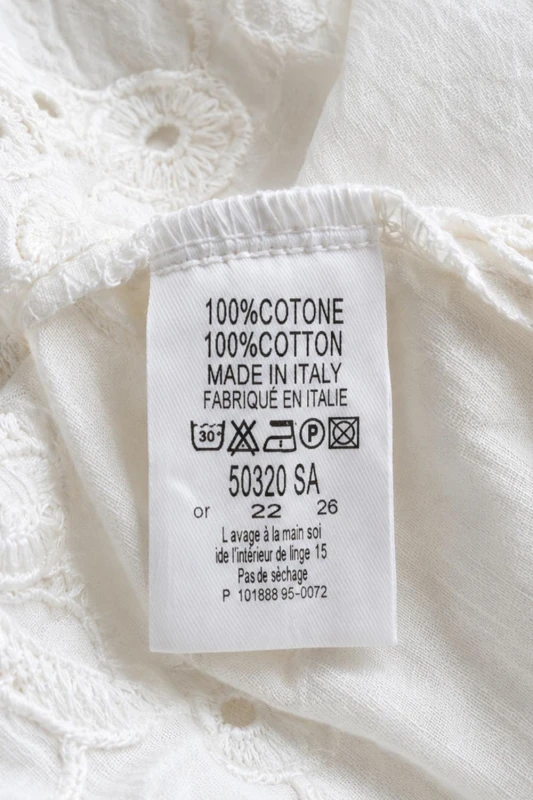 Bluzka koszula damska ecru boho haftowana bawełna Made in Italy