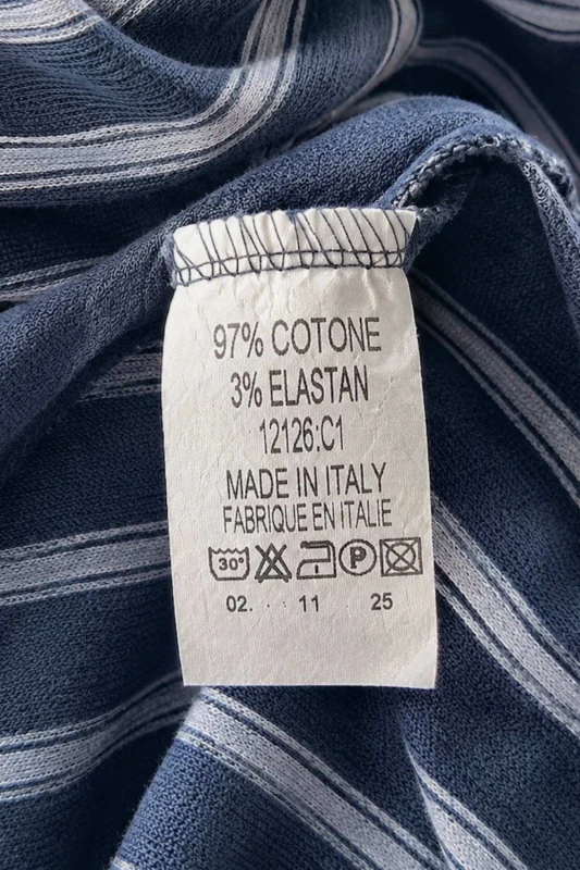 Bluzka damska granatowa w paski z chustą oversize bawełna Made in Italy