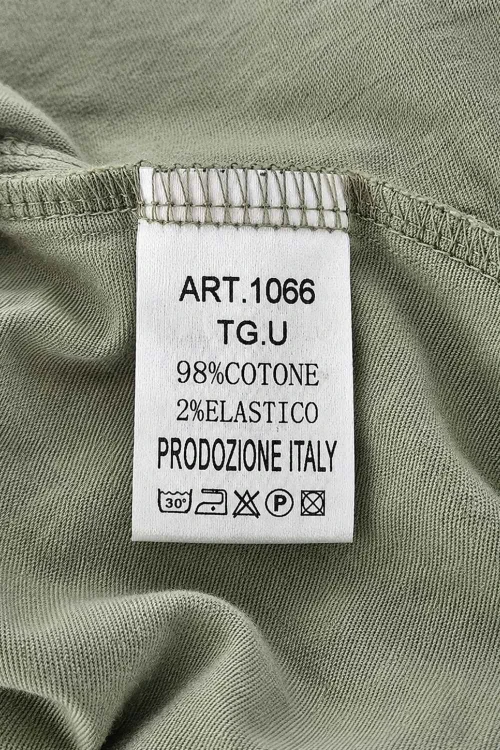 Bluzka damska khaki asymetryczna z przeszyciami bawełna Italy