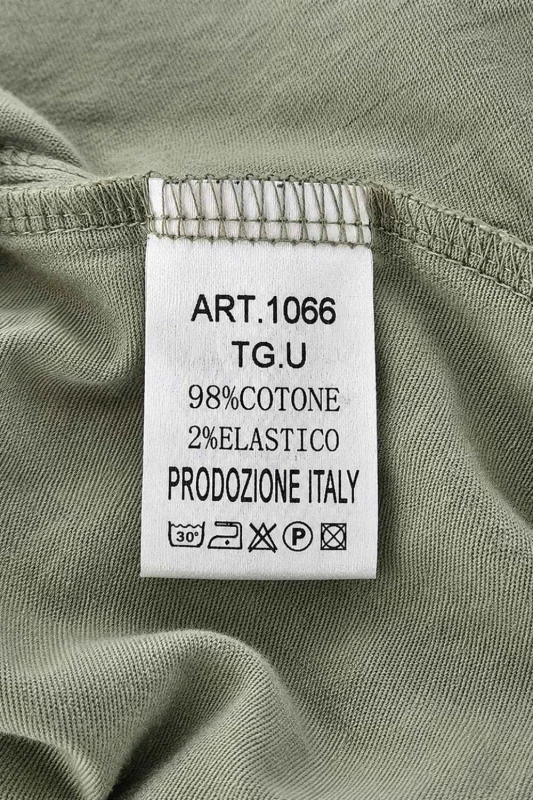 Bluzka damska khaki asymetryczna z przeszyciami bawełna Italy