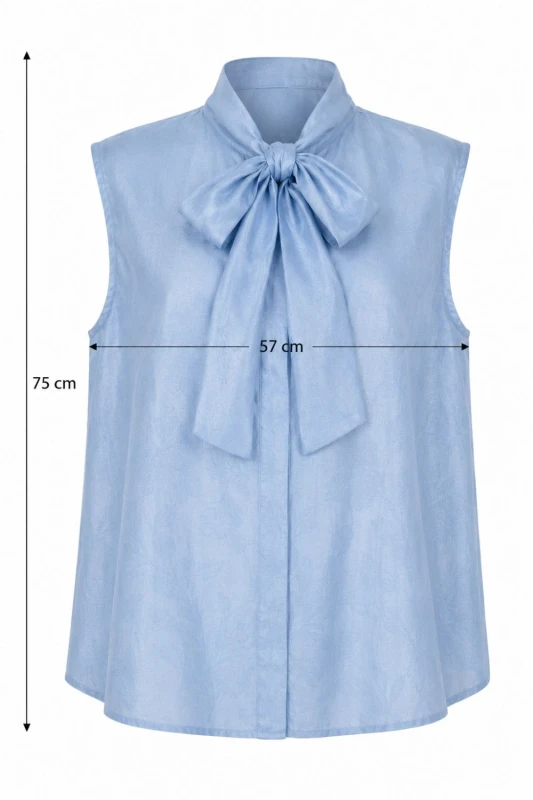 Bluzka damska niebieska z kokardą elegancka oversize Italy