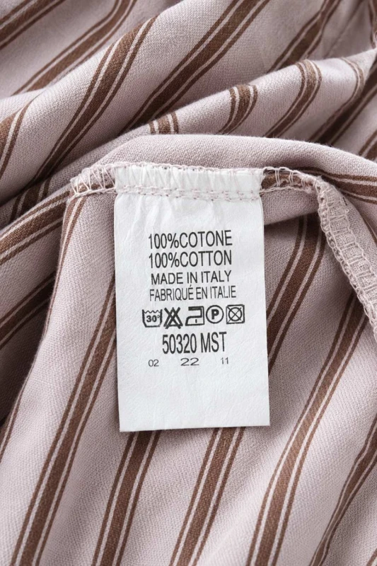 Bluzka koszula damska różowa w brązowe paski bawełna oversize Made in Italy