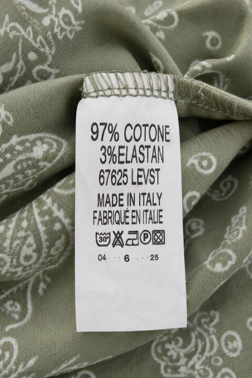 Spodnie damskie zielone wzór paisley luźny krój bawełna Made in Italy